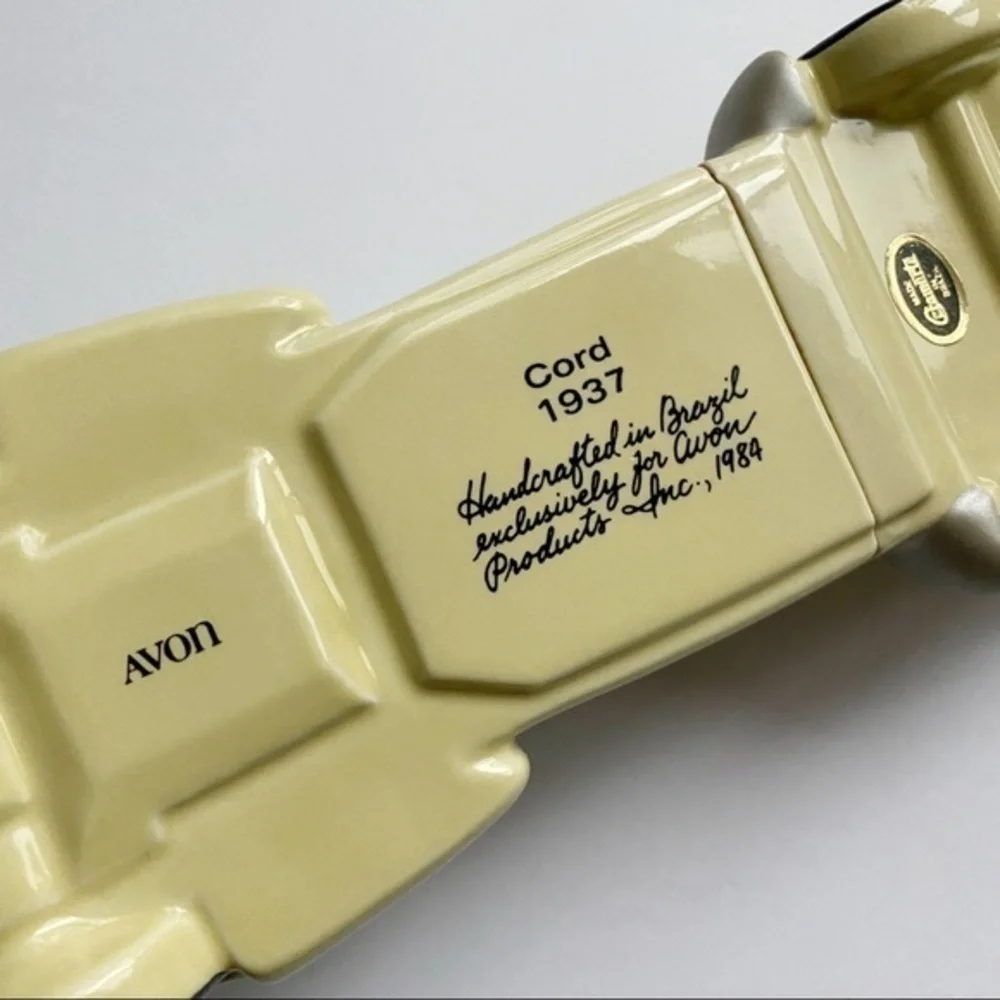 Avon Yellow Ceramic Figurine Cord 1937 Car - Vintage 1984